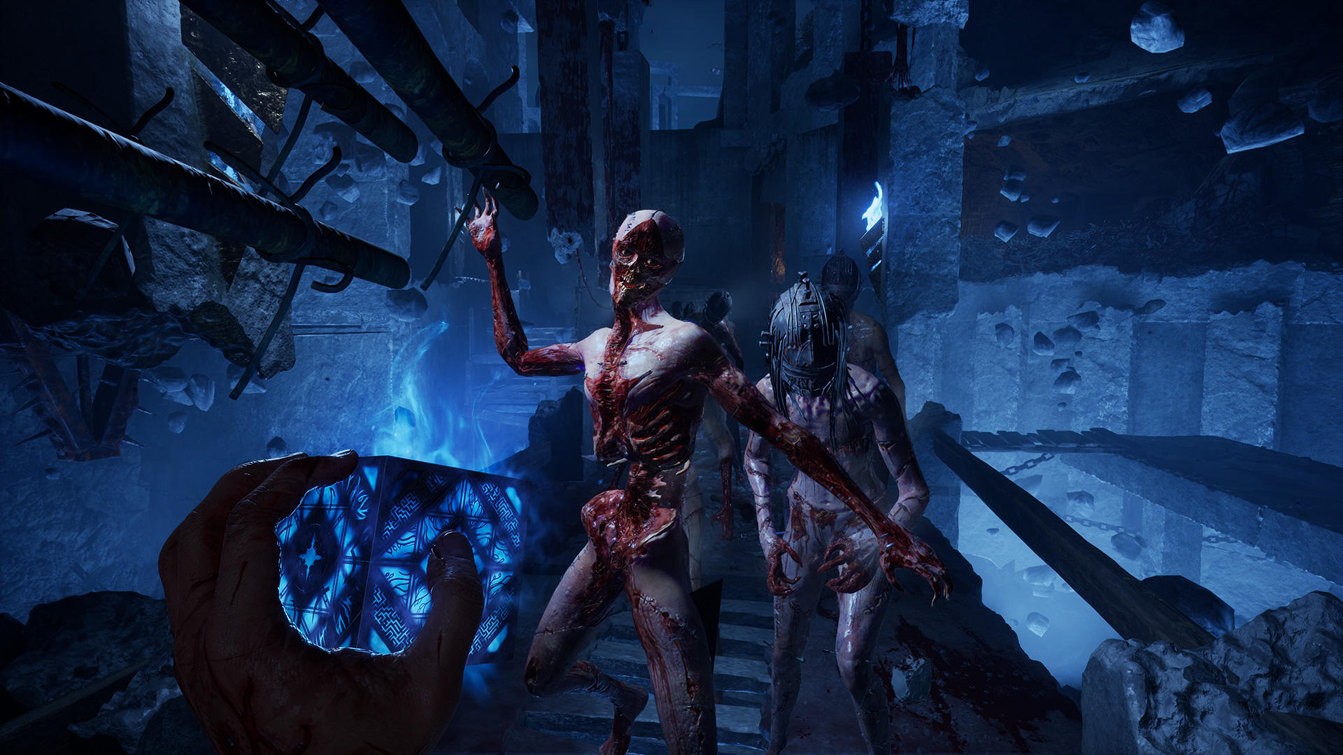 Taking out some creepy dudes in Hellraiser: Revival